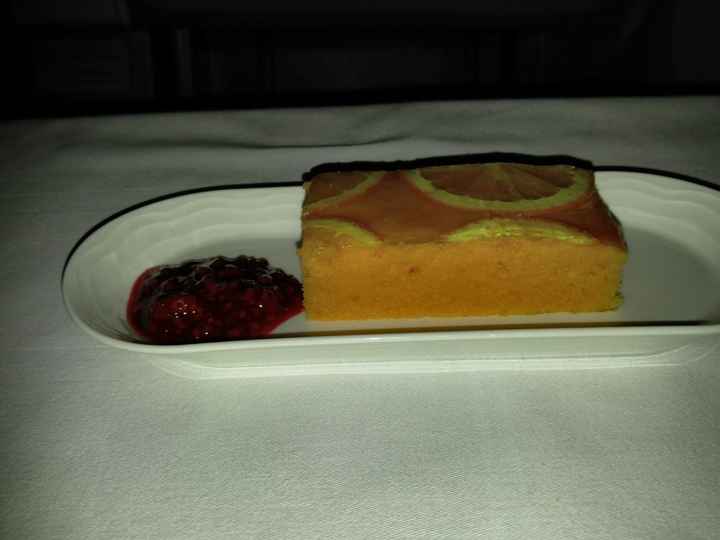 only1invillage emirates business class review 777 300 food dessert