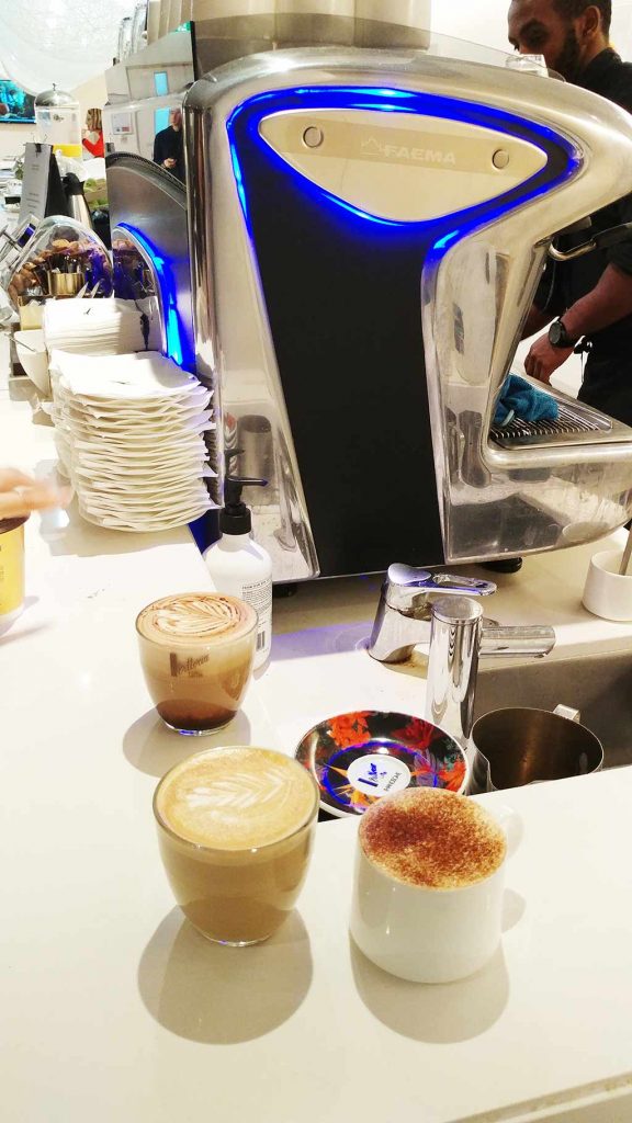 What the Qantas lounge has over the Emirates lounge in business class is the barista coffee.