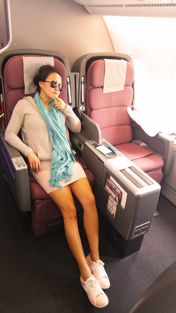 Qantas A380 business class cabin flight review Melbourne to Singapore Only1invillage