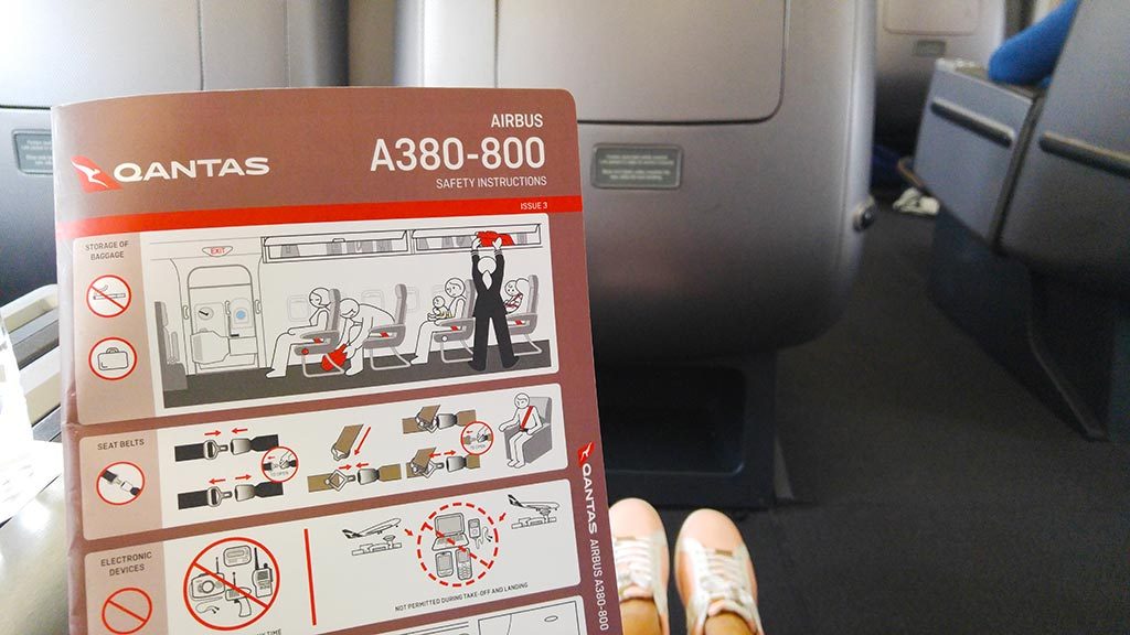 Qantas A380 business class cabin flight review Melbourne to Singapore Only1invillage