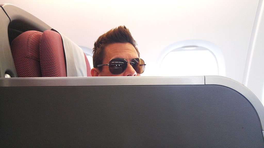 Qantas A380 business class cabin flight review Melbourne to Singapore Only1invillage