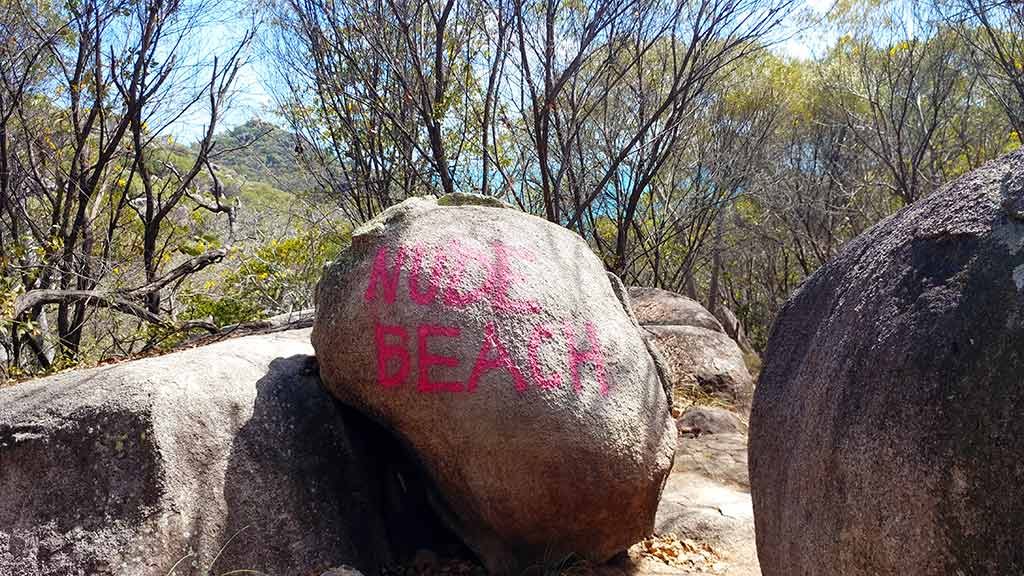 Nude Beach warning to Balding Bay one of the things to do on magnetic island