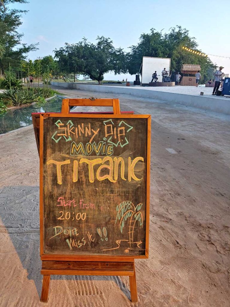 Skinny Dip beach club at the Lumi hotel offers movies outside